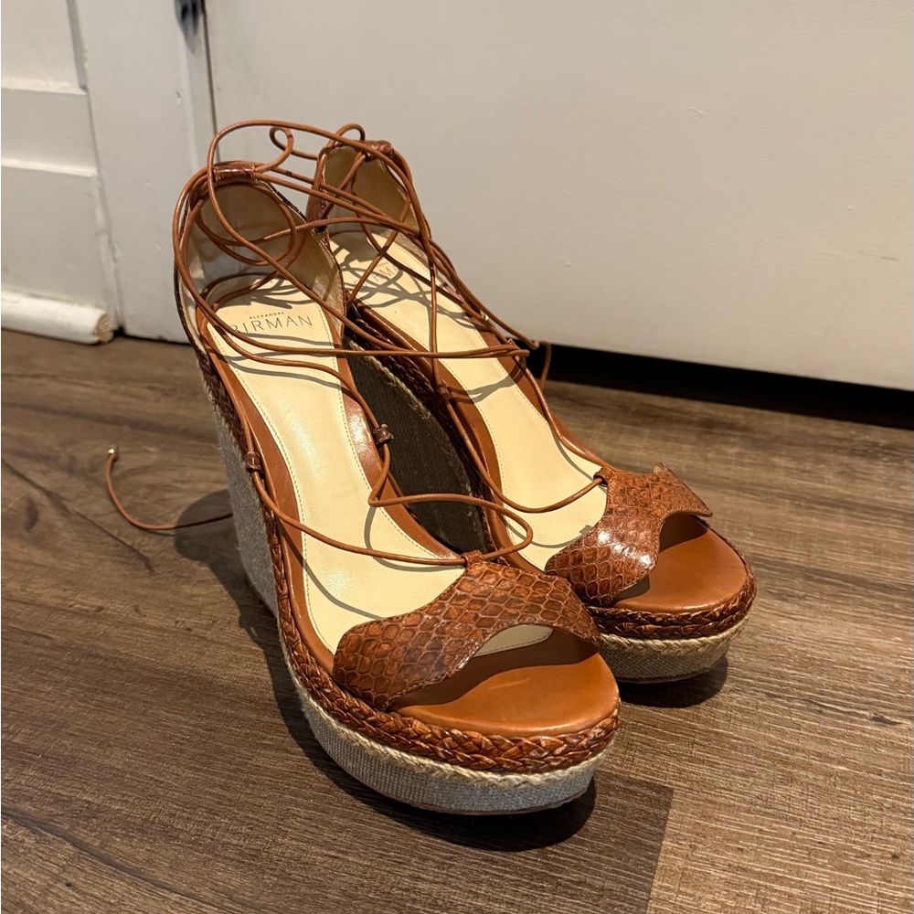 Alexandre Birman Python Leather Wedge Ankle Wrap … - image 5